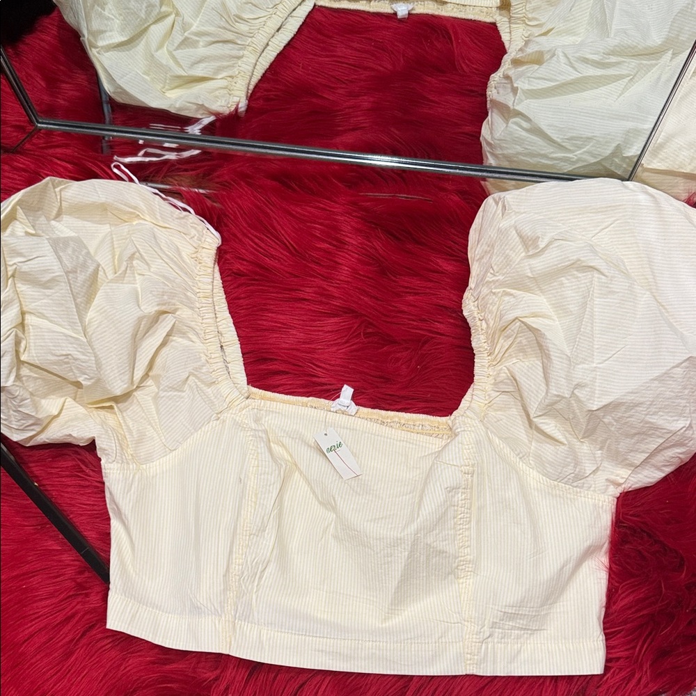 Aerie Cream Puff Sleeve Blouse